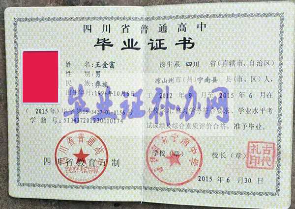 四川省高中畢業(yè)證樣本圖片大全高清